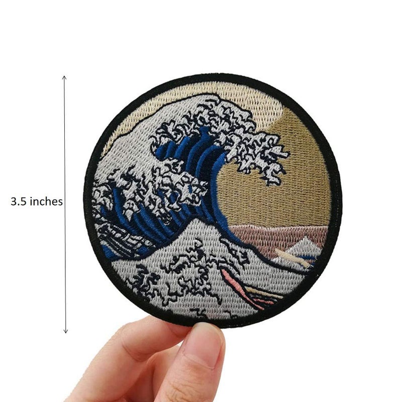 Cute-Patch TM Cute-Patch The Great Wave Off Kanagawa Embroidered Iron On Sew On Applique - Image 1